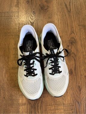 SKECHERS Slip-ins Glide-Step Memory Foam Lace-Up Athletic Sneakers White/Black